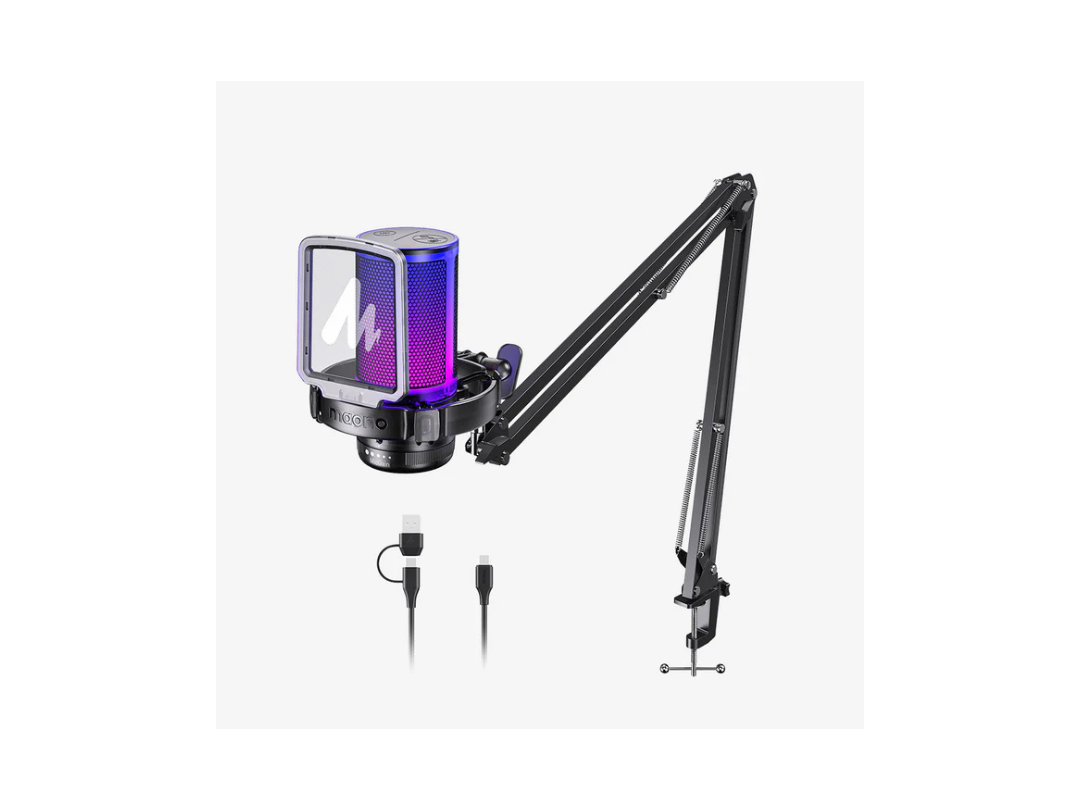 Maonocaster Condenser USB Gaming RGB Microphone With Boom Arm for Streaming – Black Maonocaster Condenser USB Gaming RGB Microphone With Boom Arm for Streaming – Black